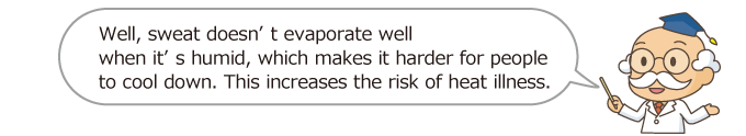 Well, sweat doesn't evaporate well when it's humid, which makes it harder for people to cool down.