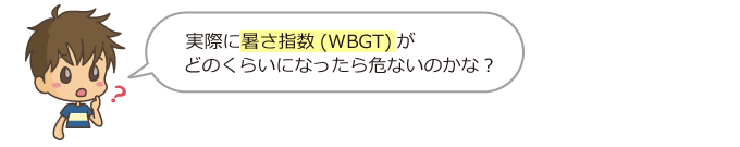 じゃあ、実際に暑さ指数がどのくらいになったら危ないのかな。