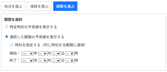 期間選択イメージ:予測値:連続した期間の予測値を表示する