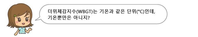 더위체감지수(WBGT)는 기온과 같은 단위(°C)인데, 기온뿐만은 아니지?