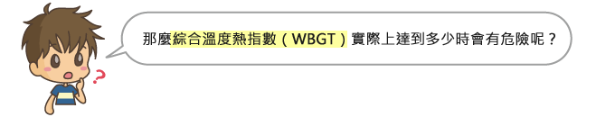 那麼綜合溫度熱指數（WBGT）實際上達到多少時會有危險呢？